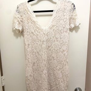 White lace fitted mini dress